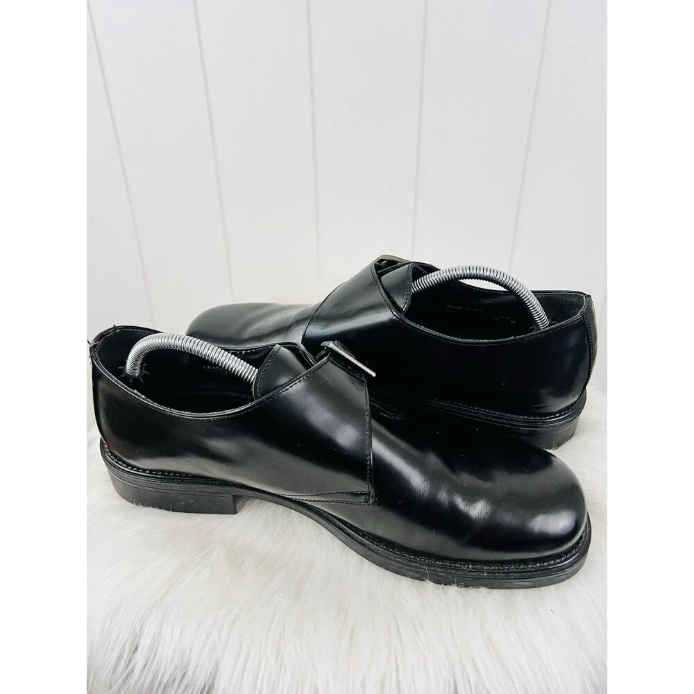 G.H. Bass & Co Monkstrap Buckled Black Patent Leather Oxford Dress Shoes Size 13